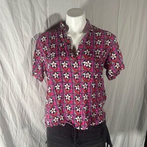 Maeve by Anthropologie Pink Patterned Button-Down Shirt